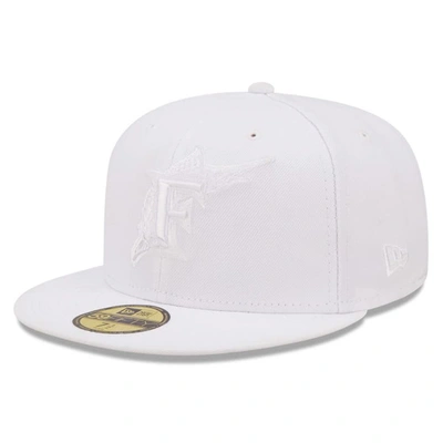 New Era Miami Marlins White On White 59fifty Fitted Hat