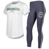 Concepts Sport Women's  White, Charcoal Los Angeles Chargers Sonata T-shirt And Leggings Sleep Set In White