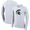 Nike White Michigan State Spartans School Logo Legend Performance Long Sleeve T-shirt In White
