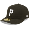 New Era Men's  Pittsburgh Pirates Black And White Low Profile 59fifty Fitted Hat In Black