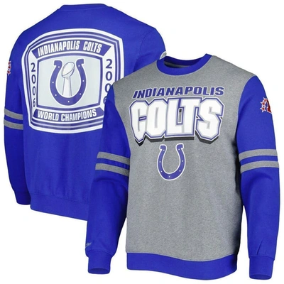 Mitchell & Ness Men's  Heather Gray Indianapolis Colts All Over 2.0 Pullover Sweatshirt