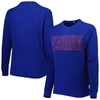 PRESSBOX PRESSBOX ROYAL FLORIDA GATORS SURF PLUS SIZE SOUTHLAWN WAFFLE-KNIT THERMAL TRI-BLEND LONG SLEEVE T-S