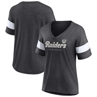 Fanatics Branded Heathered Charcoal Las Vegas Raiders Give It All Half-sleeve V-neck T-shirt
