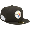 New Era Men's  Black Pittsburgh Steelers Super Bowl Xl Pink Pop Sweat 59fifty Fitted Hat In Black