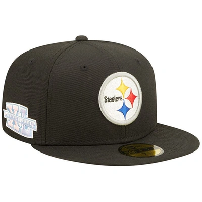 New Era Black Pittsburgh Steelers Super Bowl Xl Pink Pop Sweat 59fifty Fitted Hat