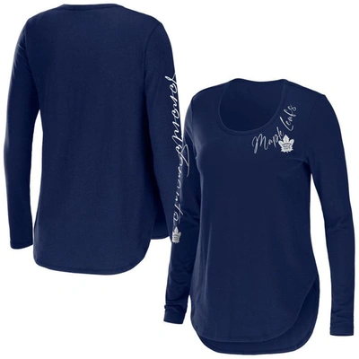 Wear By Erin Andrews Blue Toronto Maple Leafs Team Scoop Neck Long Sleeve T-shirt