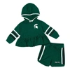 COLOSSEUM GIRLS INFANT COLOSSEUM GREEN MICHIGAN STATE SPARTANS SPOONFUL FULL-ZIP HOODIE & SHORTS SET