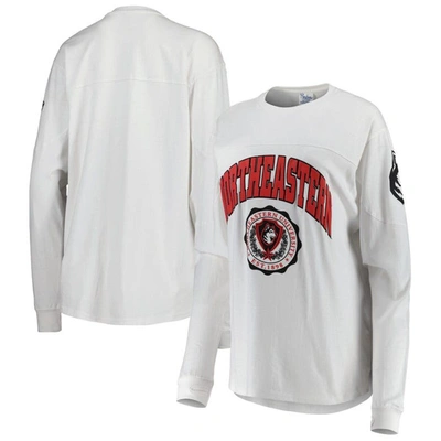 Pressbox Women's  White Northeastern Huskies Edith Long Sleeve T-shirt
