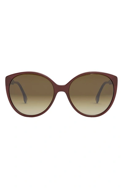 Fendi 59mm Gradient Round Sunglasses In Bordeaux