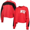 GAMEDAY COUTURE GAMEDAY COUTURE SCARLET NEBRASKA HUSKERS BACK TO REALITY COLORBLOCK PULLOVER SWEATSHIRT