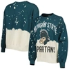 Gameday Couture Green Michigan State Spartans Twice As Nice Faded Dip-dye Pullover Sweatshirt In Green