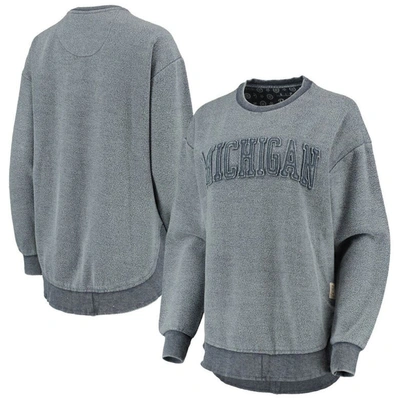 Pressbox Navy Michigan Wolverines Ponchoville Pullover Sweatshirt In Gray