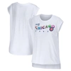 WEAR BY ERIN ANDREWS WEAR BY ERIN ANDREWS WHITE CHICAGO CUBS GREETINGS FROM T-SHIRT