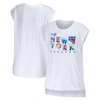 WEAR BY ERIN ANDREWS WEAR BY ERIN ANDREWS WHITE NEW YORK RANGERS GREETINGS FROM MUSCLE T-SHIRT