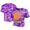 ZOOZATZ ZOOZATZ PURPLE CLEMSON TIGERS CLOUD-DYE CROPPED T-SHIRT