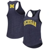 League Collegiate Wear Heather Navy Michigan Wolverines Two-hit Intramural Tri-blend Scoop Neck Race In Heather Navy