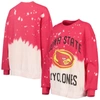 Gameday Couture Cardinal Iowa State Cyclones Twice As Nice Faded Dip-dye Pullover Sweatshirt In Crimson