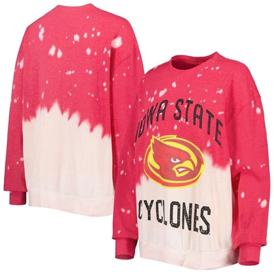 Gameday Couture Cardinal Iowa State Cyclones Twice As Nice Faded Dip-dye Pullover Sweatshirt