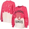 Gameday Couture Crimson Oklahoma Sooners Twice As Nice Faded Dip-dye Pullover Sweatshirt In Crimson