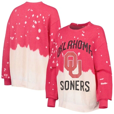 Gameday Couture Crimson Oklahoma Sooners Twice As Nice Faded Dip-dye Pullover Sweatshirt