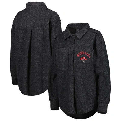 GAMEDAY COUTURE GAMEDAY COUTURE BLACK NEBRASKA HUSKERS SWITCH IT UP TRI-BLEND BUTTON-UP SHACKET