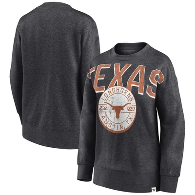 Fanatics Branded Heathered Charcoal Texas Longhorns Jump Distribution Pullover Sweatshirt In Heather Charcoal