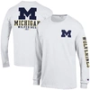 CHAMPION CHAMPION WHITE MICHIGAN WOLVERINES TEAM STACK LONG SLEEVE T-SHIRT