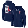 Wear By Erin Andrews Navy Boston Red Sox Sponge Fleece Full-zip Hoodie In Navy