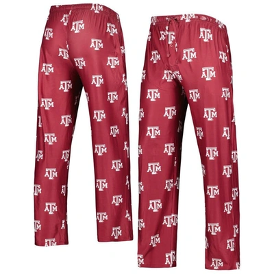 Concepts Sport Men's  Maroon Texas A&m Aggies Logo Flagship Allover Print Pants