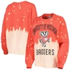 GAMEDAY COUTURE GAMEDAY COUTURE RED WISCONSIN BADGERS TWICE AS NICE FADED DIP-DYE PULLOVER LONG SLEEVE TOP