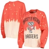 Gameday Couture Red Wisconsin Badgers Twice As Nice Faded Dip-dye Pullover Sweatshirt In Red