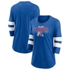 Fanatics Branded Heathered Royal/white Quebec Nordiques Full Shield 3/4-sleeve Tri-blend Raglan Scoo In Heather Royal