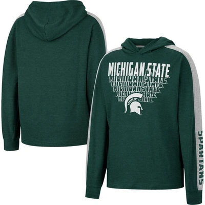 COLOSSEUM YOUTH COLOSSEUM HEATHERED GREEN MICHIGAN STATE SPARTANS WIND CHANGES RAGLAN HOODIE T-SHIRT
