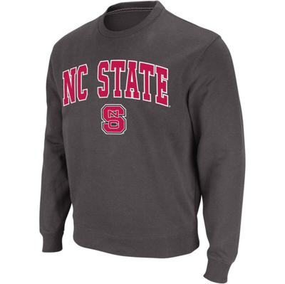 Colosseum Men's  Charcoal Nc State Wolfpack Arch & Logo Crew Neck Sweatshirt