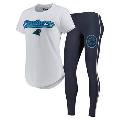 Concepts Sport Women's  White, Charcoal Carolina Panthers Sonata T-shirt And Leggings Sleep Set In White,charcoal
