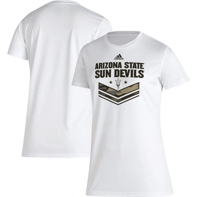 Adidas Originals Adidas White Arizona State Sun Devils Military Appreciation Aeroready T-shirt