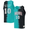 MITCHELL & NESS MITCHELL & NESS MIKE BIBBY TURQUOISE/BLACK VANCOUVER GRIZZLIES HARDWOOD CLASSICS TIE-DYE NAME & NUMB