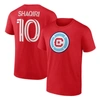 FANATICS FANATICS BRANDED XHERDAN SHAQIRI RED CHICAGO FIRE AUTHENTIC STACK NAME & NUMBER T-SHIRT