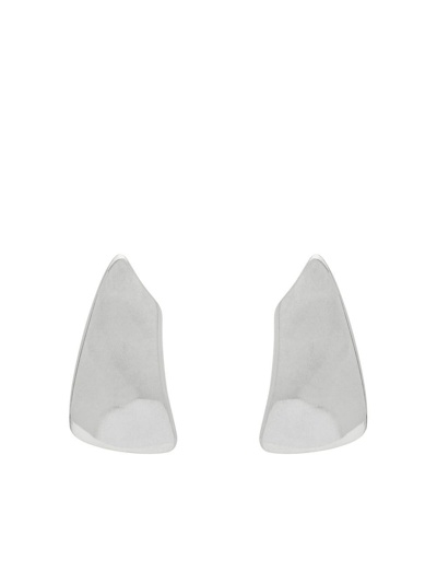 Saint Laurent Comet Triangle Earrings In Silver