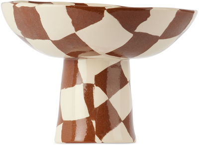 Henry Holland Studio Brown & White Check Chalice Bowl In Terra/white