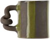 Harlie Brown Studio Black & Green Stripe Delights Mug In Green /black Clay