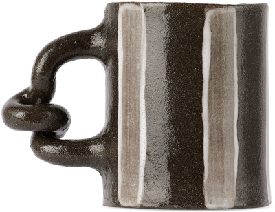 Harlie Brown Studio Black & White Stripe Delights Mug In Black Clay And White