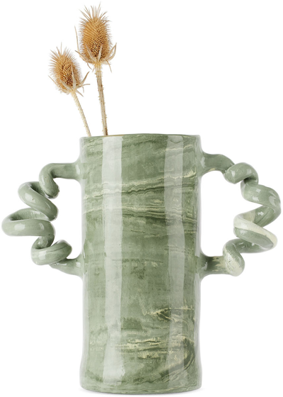 Harlie Brown Studio Green Marble Wiggle Vase