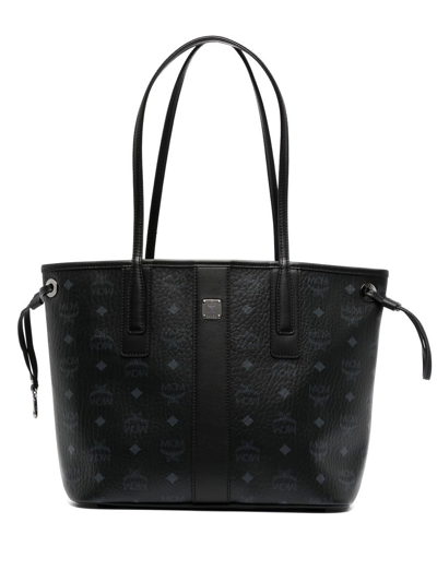 Mcm Small Liz Reversible Tote Bag In Black