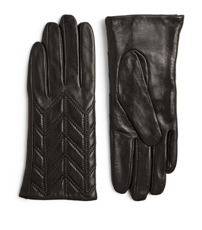 Claudie Pierlot Aneta Chevron-quilted Leather Gloves In Noir / Gris