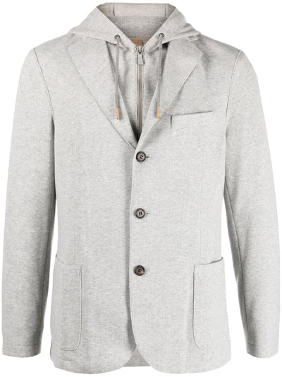 Eleventy Zip-up Sweater-blazer In Grey