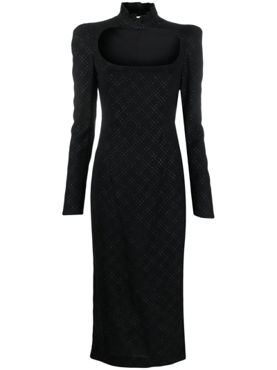Philosophy Di Lorenzo Serafini Diamond-pattern Midi Dress In Black
