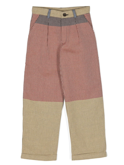 Infantium Victoria Kids' Colour-block Organic-cotton Trousers In Brown
