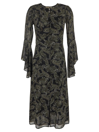 Michael Michael Kors Paisley-print Recycled-chiffon Midi Dress In Green