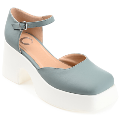 Journee Collection Women's Lizza Platform Block Heel Pumps In Blue